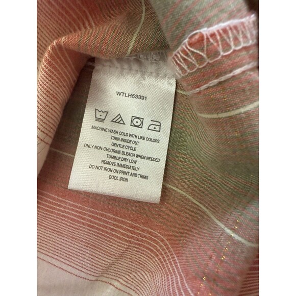 Y2K Wrangler Western Shirt Aztec Pearl Snap Embroidered Pink Stripe Womens Med - Picture 11 of 11